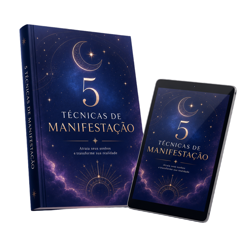 Guia digital 5 Técnicas de Manifestação em livro e tablet